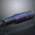 Antique Engraved Metal Cylinder With Textured Surface And Reflective Finish