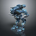 Futuristic Armored Robot Character With Blue Gray Mechanical Structure And Weapons 3d model