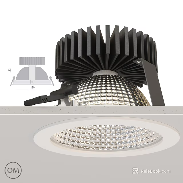 Modern Recessed Ceiling Chandelier With Grid Pattern And Heat Sink Design Structure 3d model