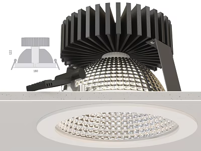 Modern Recessed Ceiling Chandelier With Grid Pattern And Heat Sink Design Structure 3d model