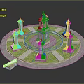 Classic Circular Monument Design With Central Tower Surrounding Pillars Grass Lawn And Stone Pathways