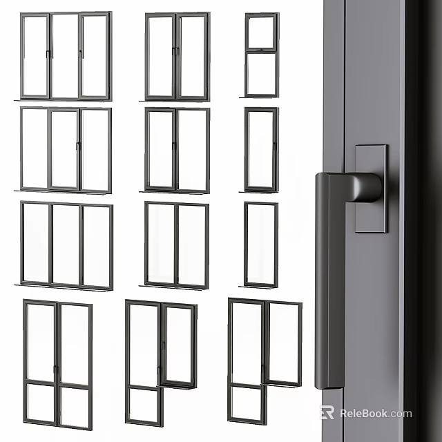 Modern Casement Windows Design With Black Frames Clear Glass And Sleek Handles 3d model 