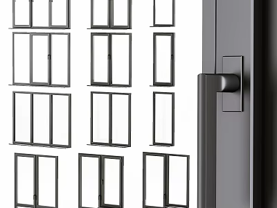 Modern Casement Windows Design With Black Frames Clear Glass And Sleek Handles 3d model