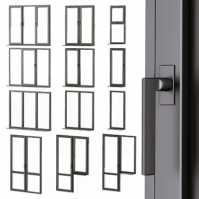 Modern Casement Windows Design With Black Frames Clear Glass And Sleek Handles 3d model