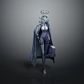 Game And Movie Character With Halo Blue Hair Long Cloak Carrying Case