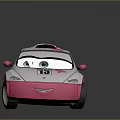 Cartoon Pink And White Race Car With Floral Patterns Number 13 Big Eyes Rear Spoiler