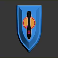 Blue Electric Iron With Black Handle Orange Top And Red Button Design