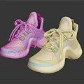 Stylish Pastel Colored Sneakers With Thick Sole And Colorful Panels For Casual Modern Fashion