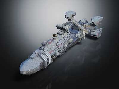 Futuristic Cosmic Spaceship With Detailed Modular Structure For Deep Space Exploration 3d model