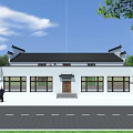 Ancient Architecture With Traditional Black Roof White Gray Walls Wooden Entrance And Green Trees Surroundings