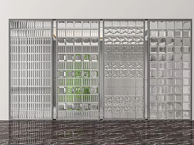 Modern Room Divider Designs With Metal Frame Glass Panels And Textured Patterns 3d model