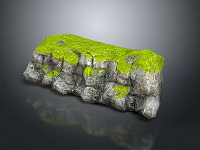 Natural Garden Landscape Rock With Lush Green Moss And Rough Textured Surface 3d model