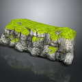 Natural Garden Landscape Rock With Lush Green Moss And Rough Textured Surface