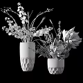 Decorative Ornament Set With Modern Vases Pink Protea And Red Eucalyptus Arrangements