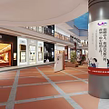 Coastal City Square Characteristic Commercial Street With Modern Architecture Shops And Open Corridors