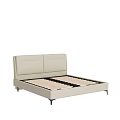 Modern Upholstered Double Bed Frame With Beige Headboard And Minimalist Metal Legs Design