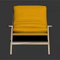 Modern Yellow Armchair With Light Wood Frame And Comfortable Padded Cushions