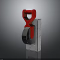 Red Metal Hook Attached To Gray Concrete Block With Silver Bearing 3D Rendering