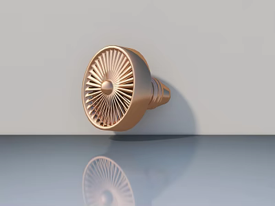 Hinged Door With Copper Colored Lock Radial Decoration On White Wall Reflection 3d model