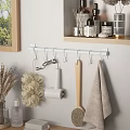 Wall Mounted Bathroom Accessories Hook Rack Holding Loofah Curling Iron Wooden Brush Towel And Toiletries