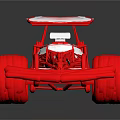 Red Racing Car Model With White Seat Top Structure And Four Wheels