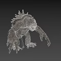 3D Rendering of Fierce Monster With Sharp Spikes Claws and Menacing Teeth