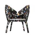 Colorful Butterfly Pattern Single Accent Chair With Modern Armrest And Artistic Design