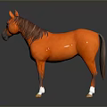 Orange Horse With Brown Mane And White Hooves Standing On Dark Surface