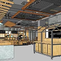 Modern Specialty Store Interior With Wooden Display Shelves Staircase And Decorative Items