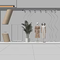 Modern clothing store window window beautiful wavy line background model door lintel track spotlight 3d model