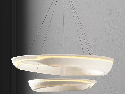 Two Tier Circular Modern Chandelier With Soft White Illuminated Shades And Suspended Design 3d model