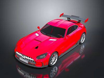 Red Mercedes AMG Sports Car with Rear Spoiler and Sleek Body Design 3d model