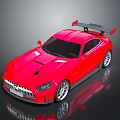 Red Mercedes AMG Sports Car with Rear Spoiler and Sleek Body Design