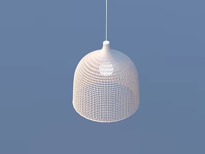 Elegant Modern White Woven Mesh Dome Shaped Hanging Chandelier For Home Decor 3d model