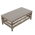 Natural Wicker Coffee Table Design With Glass Top And Sturdy Rattan Frame