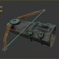 Vintage Medieval Crossbow With Wooden Bow Metal Cylindrical Body And Leather Straps