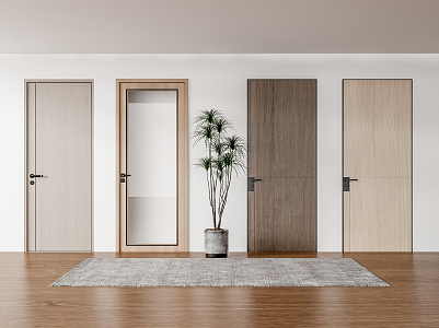 Modern swing door wooden door 3d model