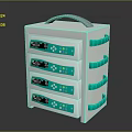 White Medical Device With Four Drawers Digital Displays Control Buttons And Green Handles