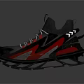 Modern Gray Sports Shoes With Red Stripes And White Laces Functional Design
