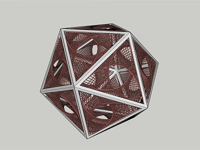 Modern Geometric Decorative Ornament Set With Intricate Cutout Patterns And Metal Frame 3d model