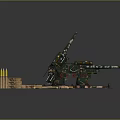 Twin Barrel Military Artillery Weapons With Stand And Ammunition Components