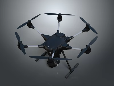 Professional Hexacopter Drone Design With Integrated Camera And Rotor Blades Structure 3d model