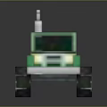 Pixel Art Style Green Off Road Truck With Large Tires And White Roof Antenna