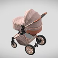 Cute Pink Checkered Toddler Play Equipment Stroller with Canopy Seat and Wheels