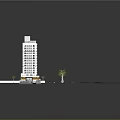 High Rise Apartment Building With Rooftop Pool Near Beach And Palm Trees