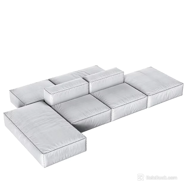 Modern Modular Sectional Sofa With Leather Upholstery And Multiple Sections 3d model