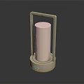 Minimalist Headphone Speaker With Cylindrical Body Metallic Frame And Silver Base