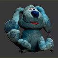 Cute Blue Plush Dog Doll With Big Ears Blue Nose And Red Mouth