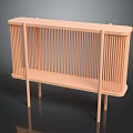 Pastel Pink Wooden Furniture With Vertical Slat Design Open Structure And Four Slender Legs