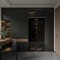 Modern Living Dining Room Interior Design With Wooden Cabinets Bookshelves And Sofa
